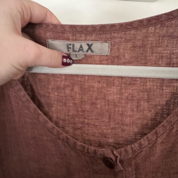 FLAX long sleeve babydoll dress 100% linen large - Picture 3 of 4